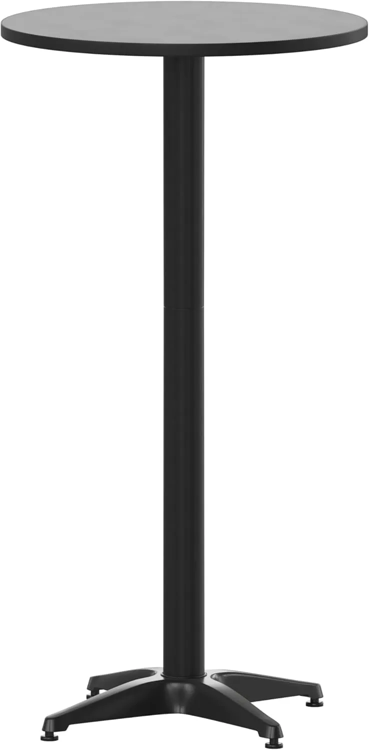 Flash Furniture Metal Bar Table - Aluminum Patio Table - Mellie 23.5"H Round Bar Height Table - Indoor/Outdoor - Black