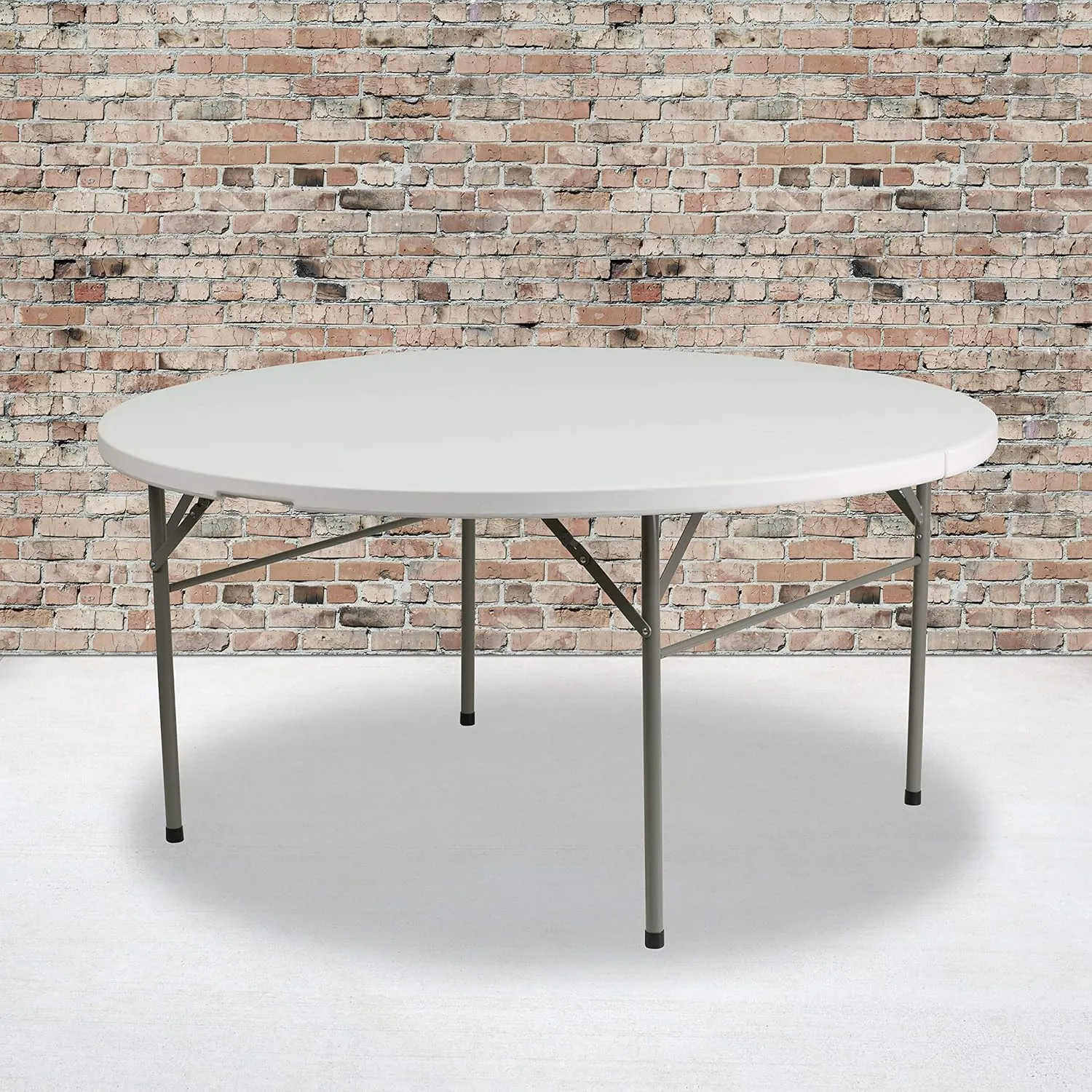 Flash Furniture Scarborough 5' Round Plastic Folding Event Table with Carrying Handle, Bi-Fold Portable Banquet Table for Indoor/Outdoor Events, White