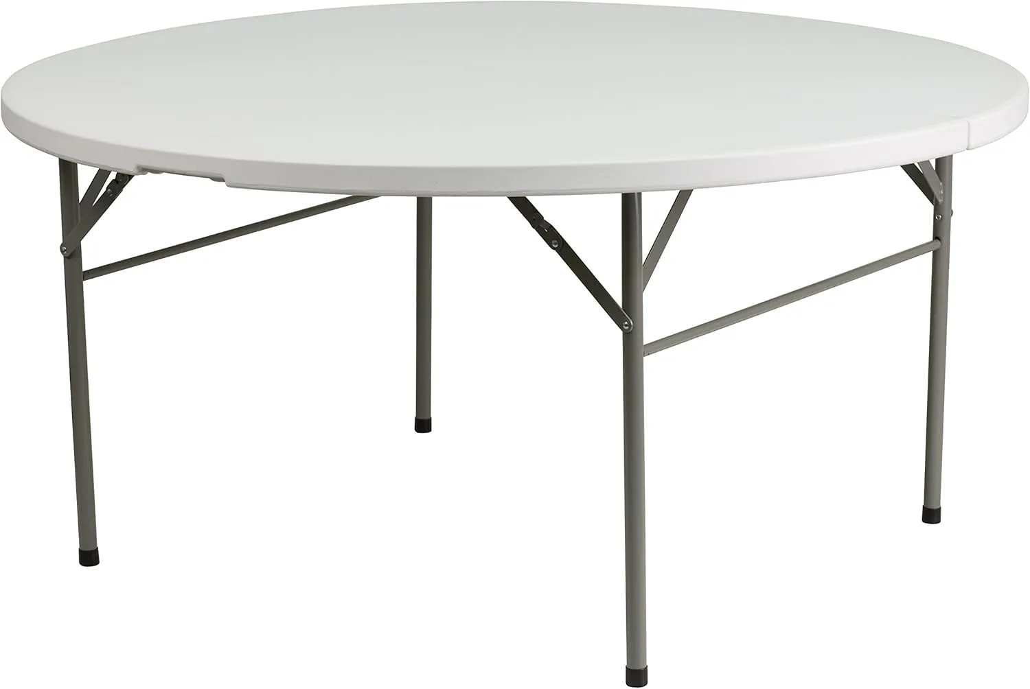 Flash Furniture Scarborough 5' Round Plastic Folding Event Table with Carrying Handle, Bi-Fold Portable Banquet Table for Indoor/Outdoor Events, White