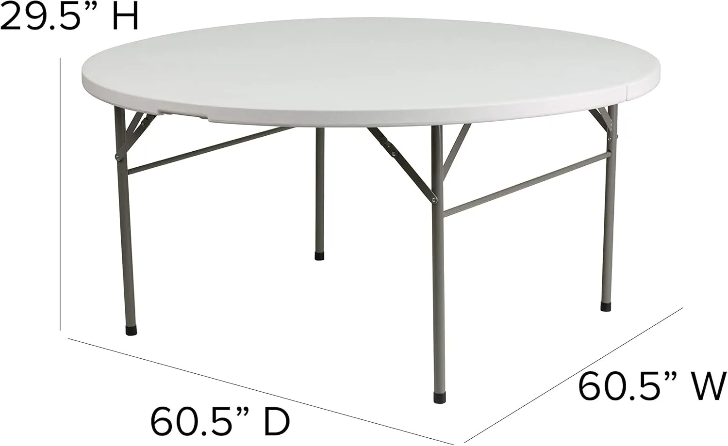 Flash Furniture Scarborough 5' Round Plastic Folding Event Table with Carrying Handle, Bi-Fold Portable Banquet Table for Indoor/Outdoor Events, White