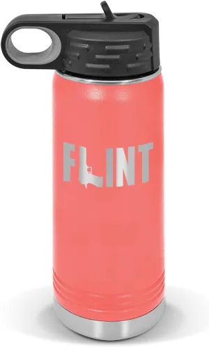 Flint Water Bottle 20 oz - Laser Engraved w/Flip Top Removable Straw - Polar Camel - Stainless - Vacuum Insulated - Drinkware - Michigan mi Dangerous
