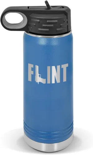 Flint Water Bottle 20 oz - Laser Engraved w/Flip Top Removable Straw - Polar Camel - Stainless - Vacuum Insulated - Drinkware - Michigan mi Dangerous