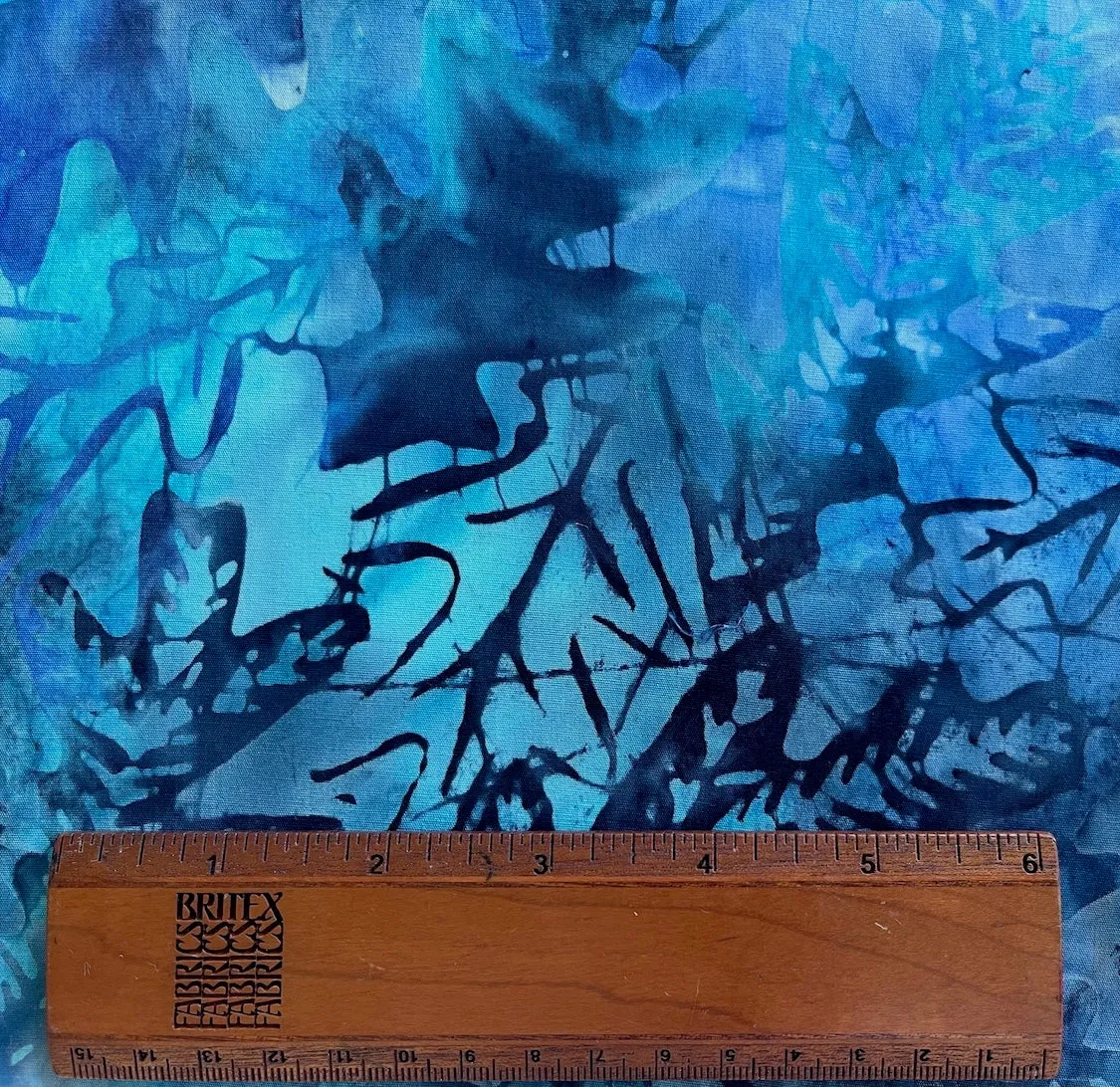 Floating Indigo Oak Leaves Cotton Batik (Made in Indonesia)