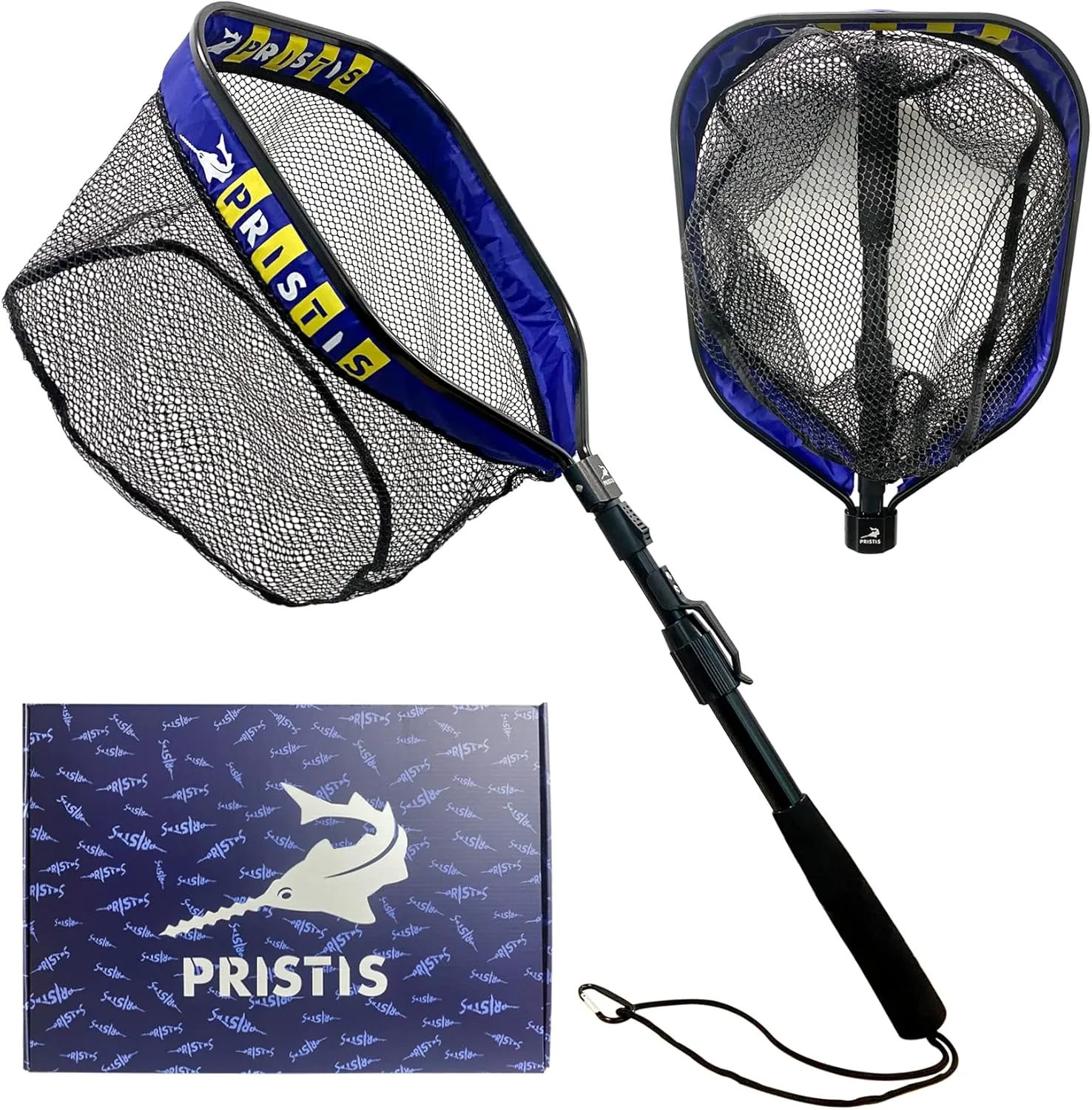 Floating Lightweight Fishing Net With Telescopic Pole Handle, Rubber Coat Landing for Freshwater Saltwater, 39'' Foldable Extendable Dip, Boat/Kayak Fish for Catch Release