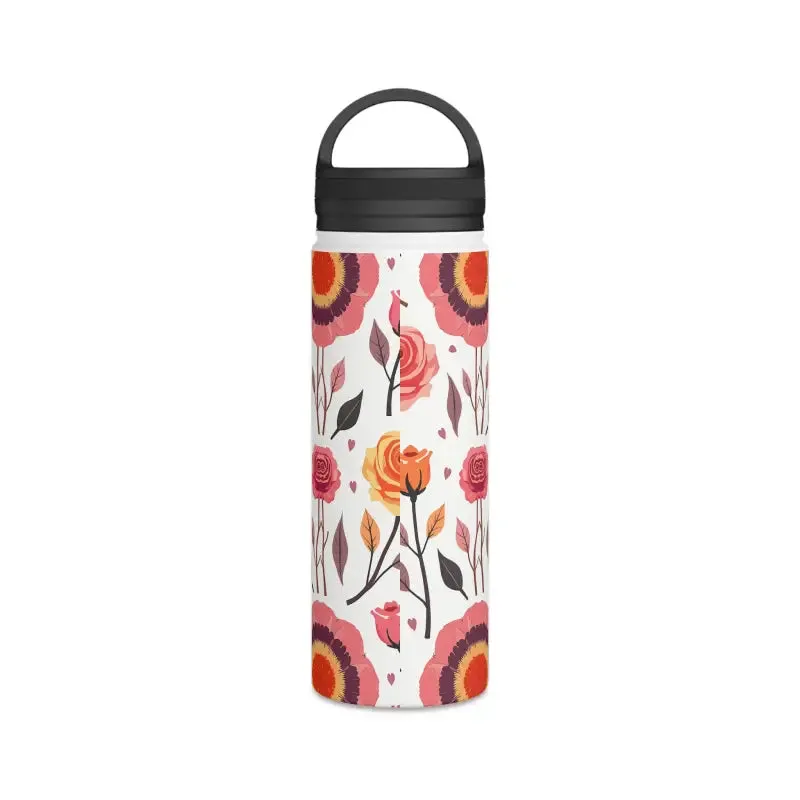 Floral Rose Handle Lid Stainless Steel Water Bottle
