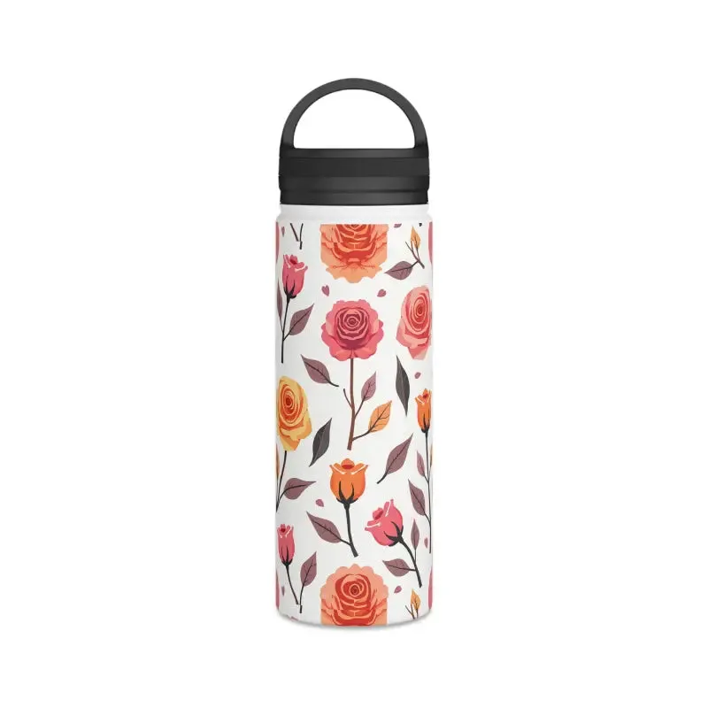 Floral Rose Handle Lid Stainless Steel Water Bottle