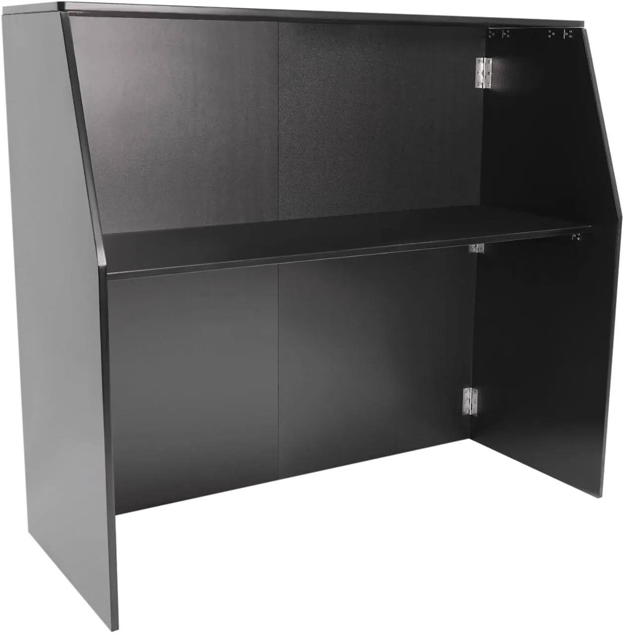 Foldable Event Bar, 42.75" Tall Portable Bar Cabinet Commercial Portable Bar Mobile Bartender Station with Top and Middle Shelves for Events Outdoor Parties Picnics (Black   Black Aluminum Cladding)