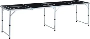 Folding Beer Pong Table 240 cm Black,Folding Table Portable Aluminum Picnic Table, Heavy Duty Foldable Table with Carry Handle for Indoor Study Writing Outdoor BBQ Party Use