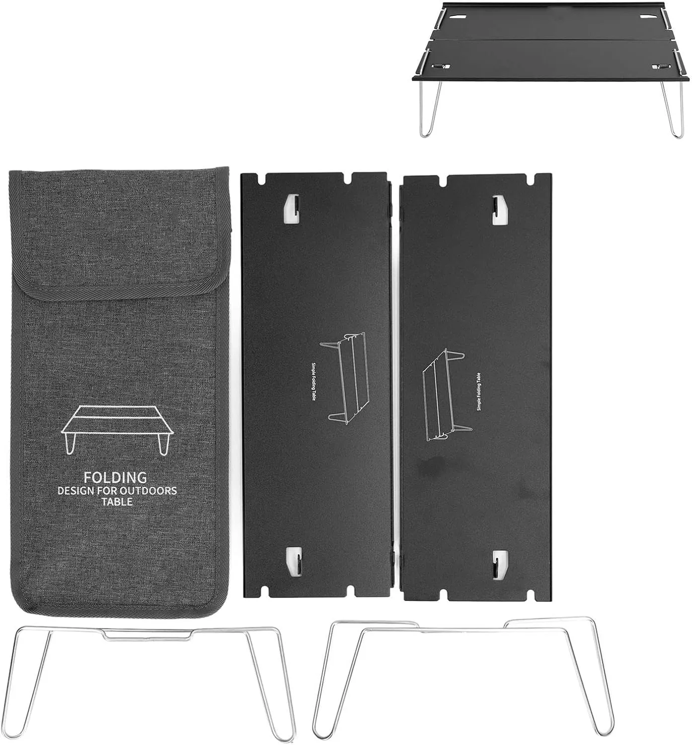 Folding Camping Table and Portable Aluminum Alloy UltraLight Mini Table for Backpacking, Camping, Hiking, and Other Outdoor Activities, includes Storage Bag, Easy to Assemble,