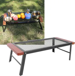 Folding Camping Table Folding Iron Mesh Table with Adjustable Anti Scald Handle for Home Camping Barbecue Carrying Bag Lightweight Outdoor Picnic Table Great