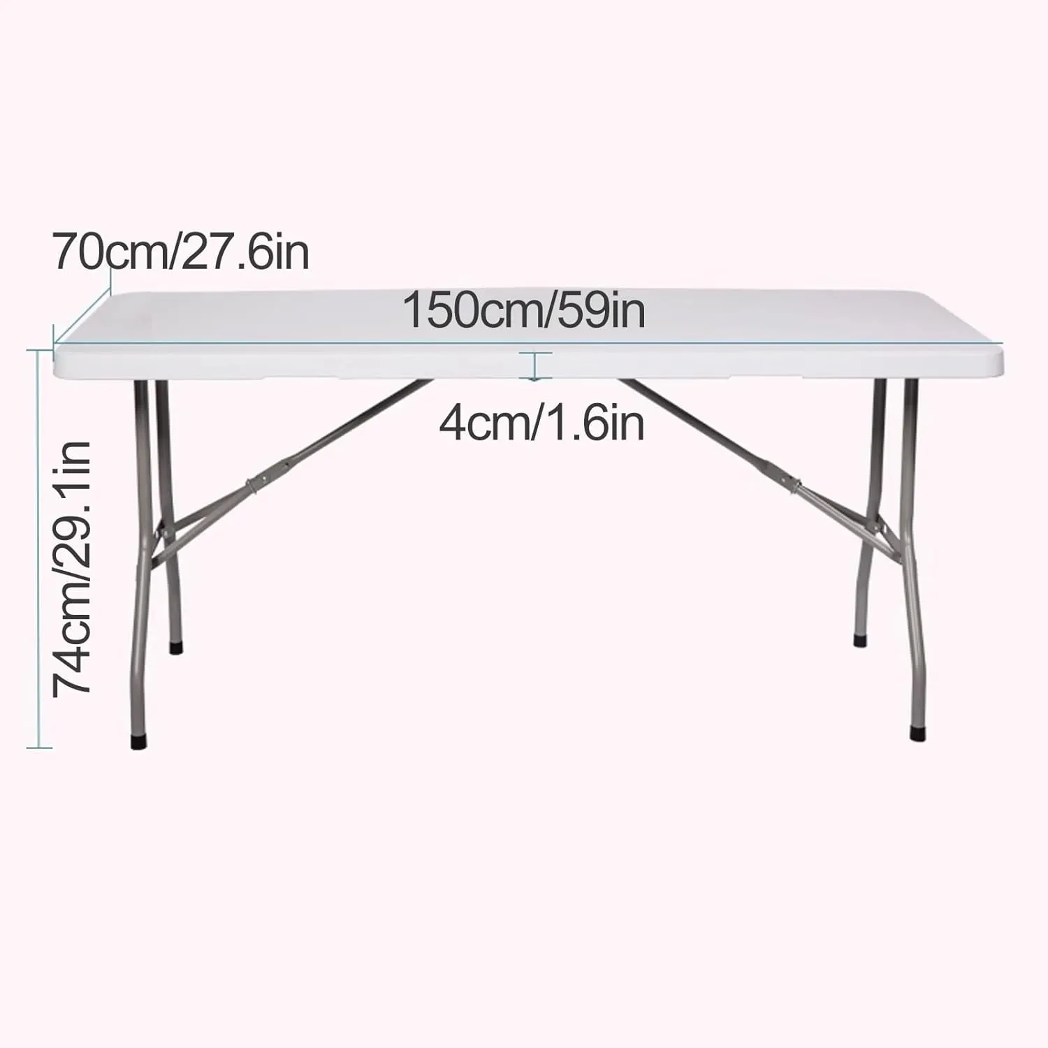 Folding Camping Table for Outdoor, Compact and Portable Picnic Table for Grill, Plastic Office Table for Party, Wedding, Kitchen, BBQ, Easy for Storage