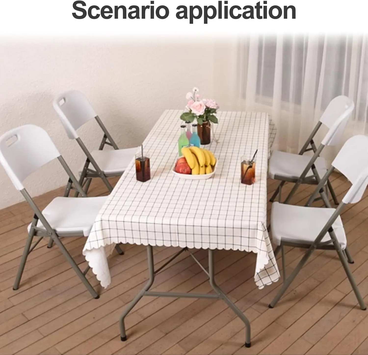 Folding Camping Table for Outdoor, Compact and Portable Picnic Table for Grill, Plastic Office Table for Party, Wedding, Kitchen, BBQ, Easy for Storage