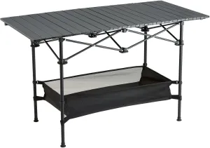 Folding Camping Table, Portable Aluminum Roll-up Table with Large Storage and Carry Bag, Lightweight Fold Up Tables for Camping, Party, Backyard, BBQ, Black