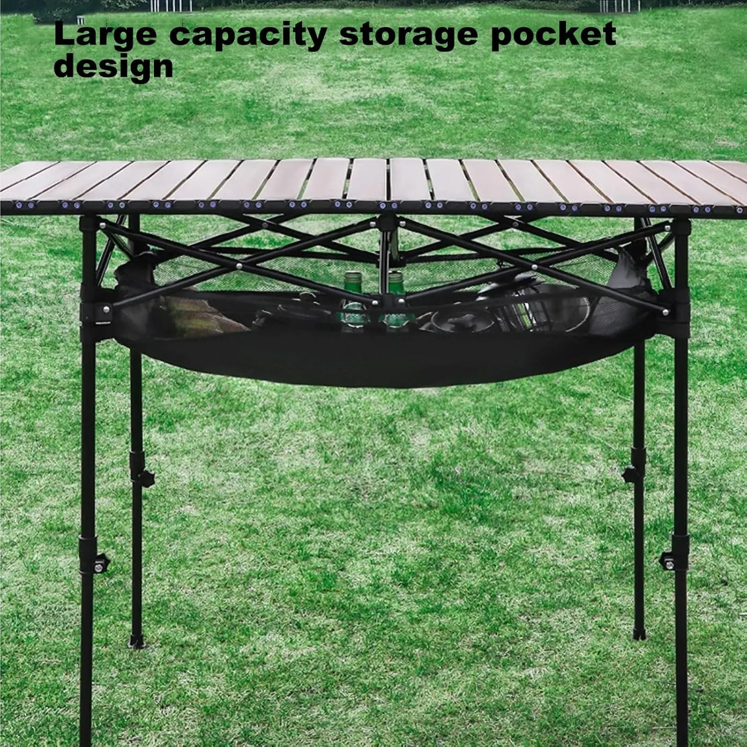 Folding Camping Table Portable Carbon Steel Folding Table, Lightweight Portable Camping Table, with Carrying Bag and Net Pockets, for Outdoor, Camping, Picnic(Brown,53 * 50 * 80cm)