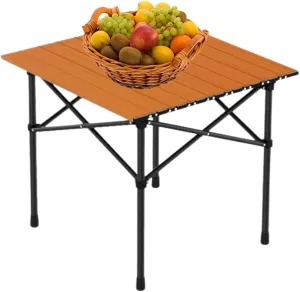 Folding Camping Table, Portable Picnic Table with Carry Bag, Lightweight Aluminum Roll-Up Design for Camping, Backpacking, Beach, BBQ, and Outdoor Parties