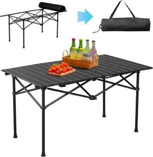 Folding Camping Table, Portable Roll-up Table, Lightweight Foldable Camp Table for Outdoor, Large Table for Picnic Barbecue Grill Beach Patio,47.2 x 20 inch,Portable Folding Table 120 x 50 x 50 cm