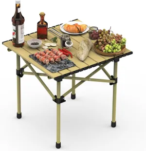 Folding Camping Table, Portable Steel Table with Heavy Duty Carrying Bag, Foldable Outdoor Camping Table, Table for Picnic and Barbecue, Beach Patio
