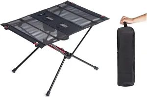 Folding Camping Table Portable Table with 2 Cup Holders Compact Lightweight Small Roll-up Table with Carry Bag