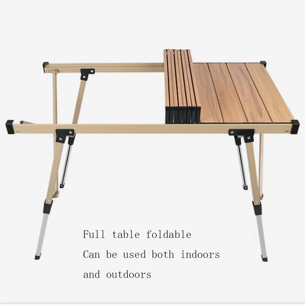 Folding Camping Table Roll-Up Aluminum Portable Beach Table Adjustable Height Picnic Table