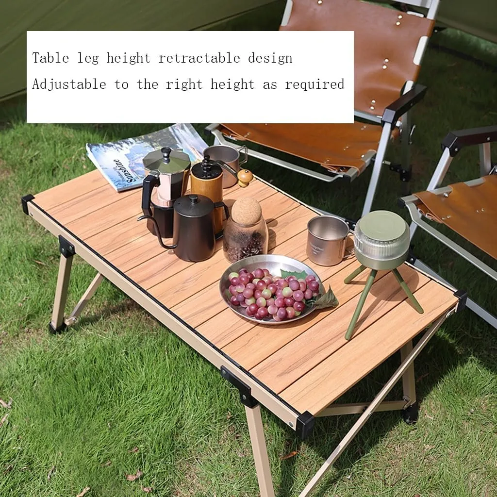 Folding Camping Table Roll-Up Aluminum Portable Beach Table Adjustable Height Picnic Table