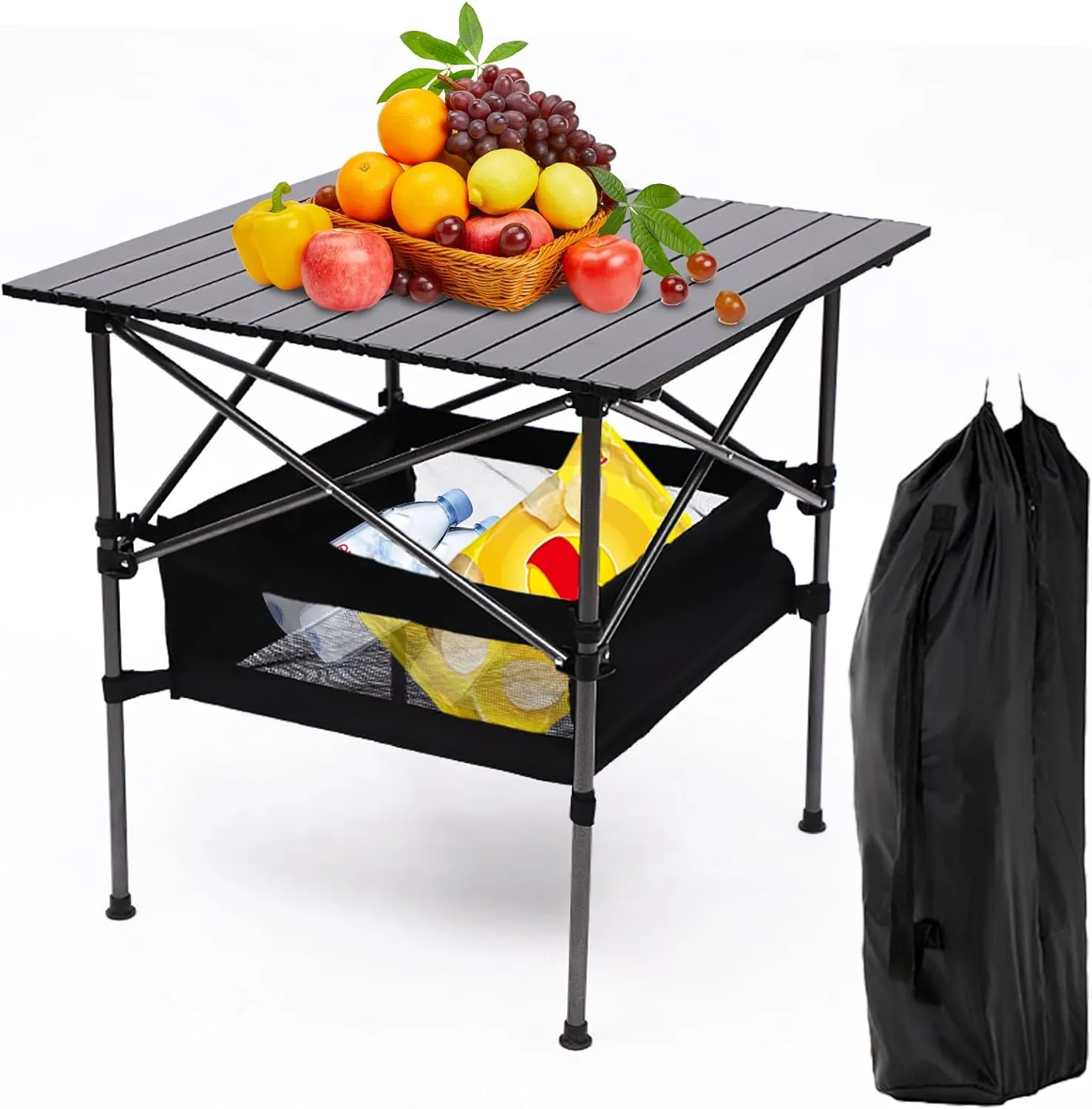 Folding Camping Table - Ultra-Lightweight Aluminum Foldable Table for Tailgating or Camp Site with Carry Bag - Lightweight and Portable for Beach, Picnic, Tailgate & Outdoor Use