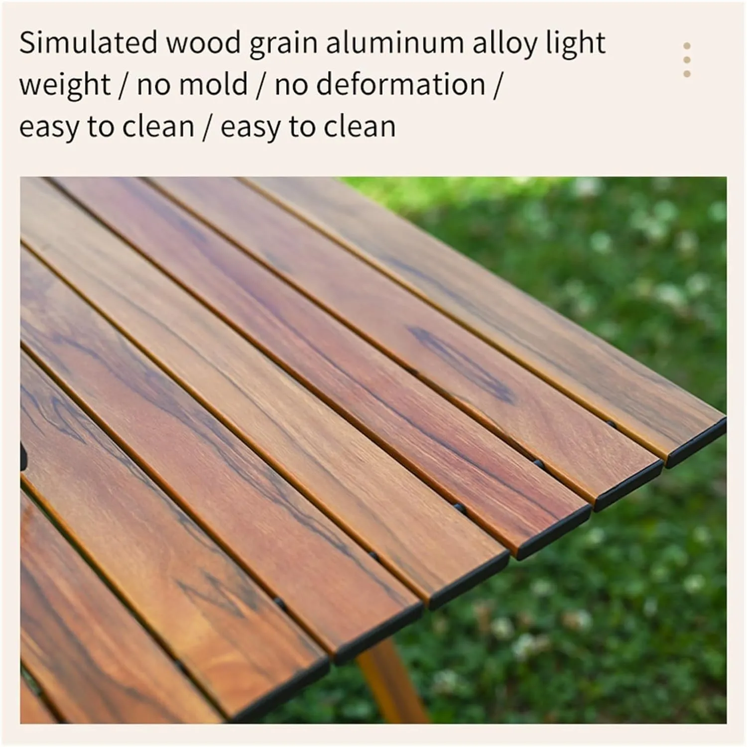 Folding Dining Table Aluminum Camping Picnic Egg Roll Camping Chair Outdoor Folding Table Portable (Color : Brown-M)