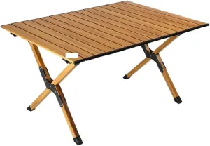 Folding Dining Table Aluminum Camping Picnic Egg Roll Camping Chair Outdoor Folding Table Portable (Color : Brown-M)