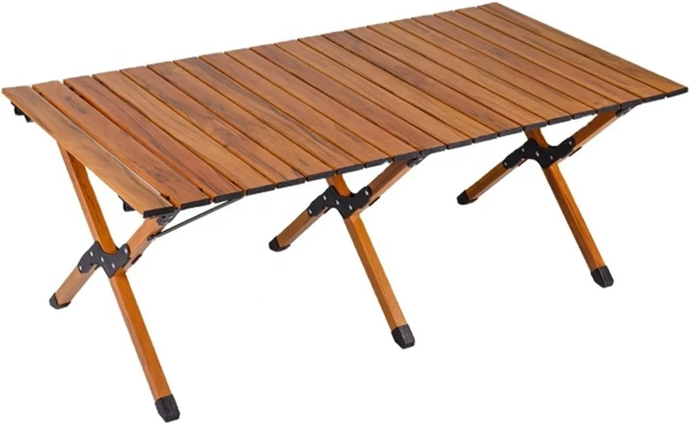 Folding Dining Table Aluminum Camping Picnic Egg Roll Camping Chair Outdoor Folding Table Portable (Color : Brown-M)