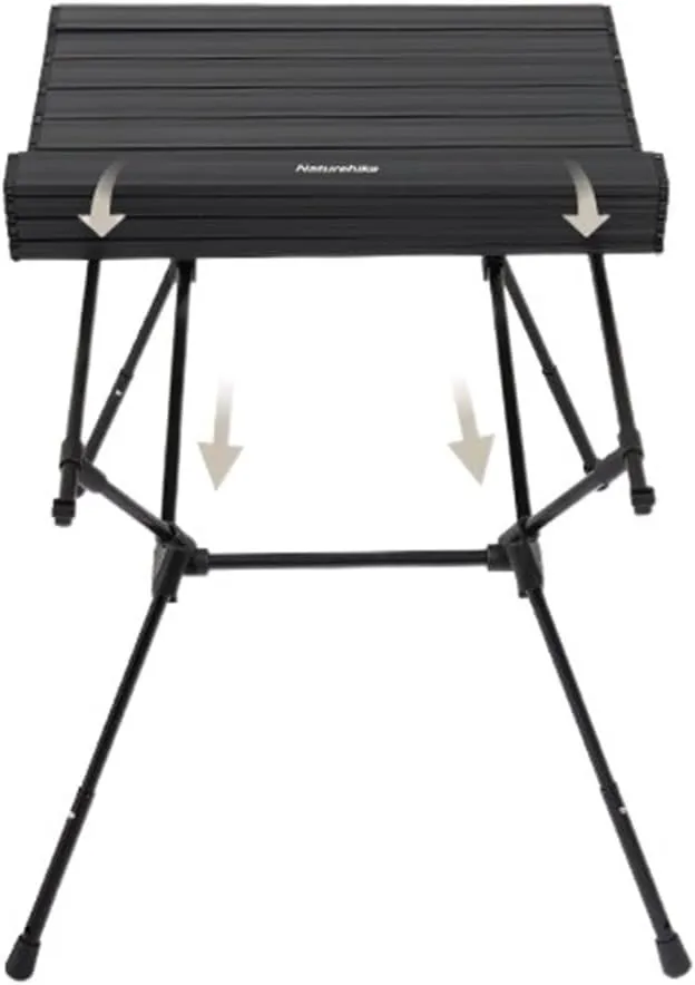 Folding Dining Table Outdoor Camping Small Table Folding Camping Table Adjustable Third Gear Height Liftable Aluminum Alloy Table Portable, Black