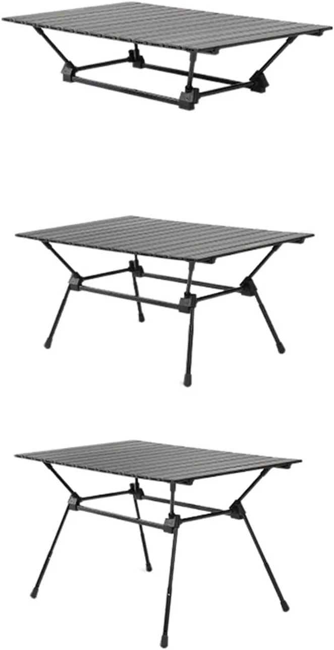 Folding Dining Table Outdoor Camping Small Table Folding Camping Table Adjustable Third Gear Height Liftable Aluminum Alloy Table Portable, Black