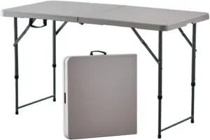 Folding Dining Table Outdoor Folding Conference Table Foldable Camping Table Outdoor Camping Folding Table Portable Office Stall Long Table (Color : 1.2M Gray)