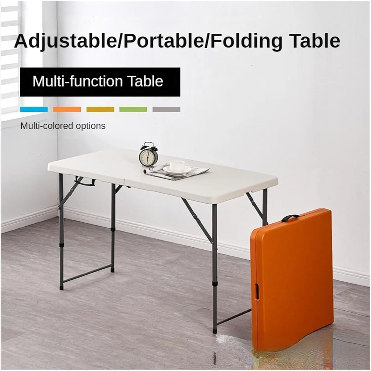 Folding Dining Table Outdoor Folding Conference Table Foldable Camping Table Outdoor Camping Folding Table Portable Office Stall Long Table (Color : 1.2M Gray)