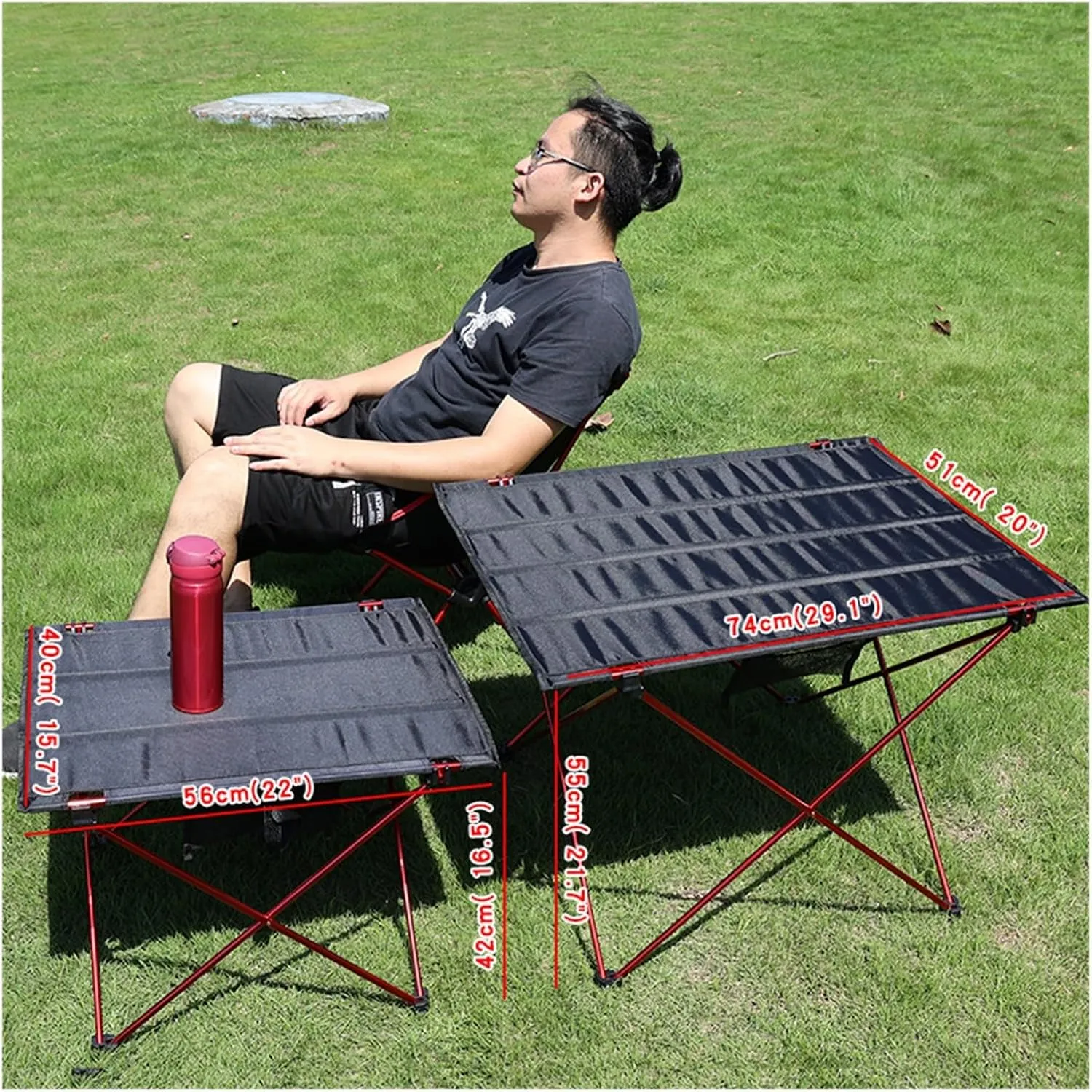 Folding Dining Table Ultralight Beach Aluminium Hiking Climbing Fishing Picnic Folding Tables Outdoor Travel Foldable Table Portable Camping Desk (Color : S-Gray)