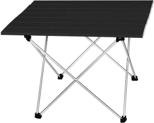 Folding Dining Table Ultralight Fur Folding Camping Table Foldable Outdoor Dinner Desk Indoor Outdoor Fur Aluminum Alloy Desk Portable (Color : L Size Black)