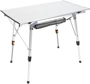 Folding Outdoor Camping Table， Lightweight Aluminum Roll Up Camp Table with Carrying Bag