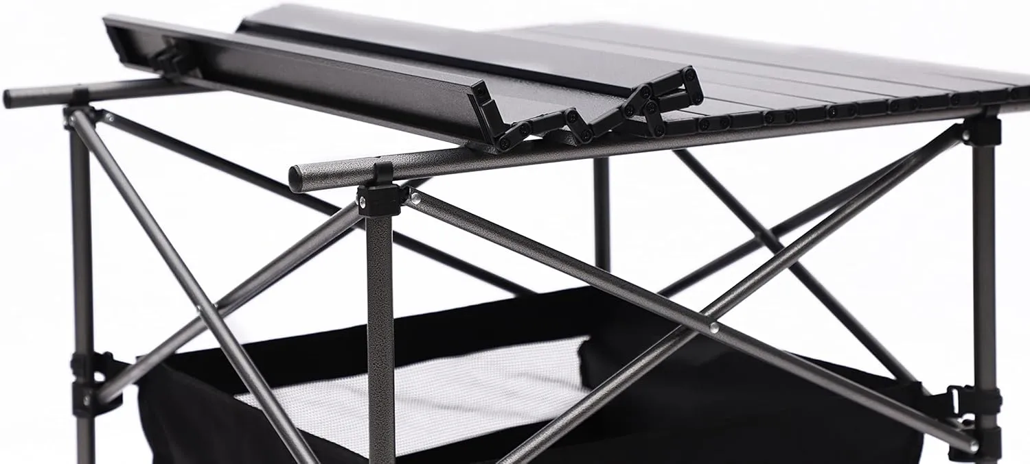 Folding Outdoor Camping Table with Carrying Bag, Lightweight Aluminum Roll-up Square Table 27.56" L*27.56" W*27.56" H Black