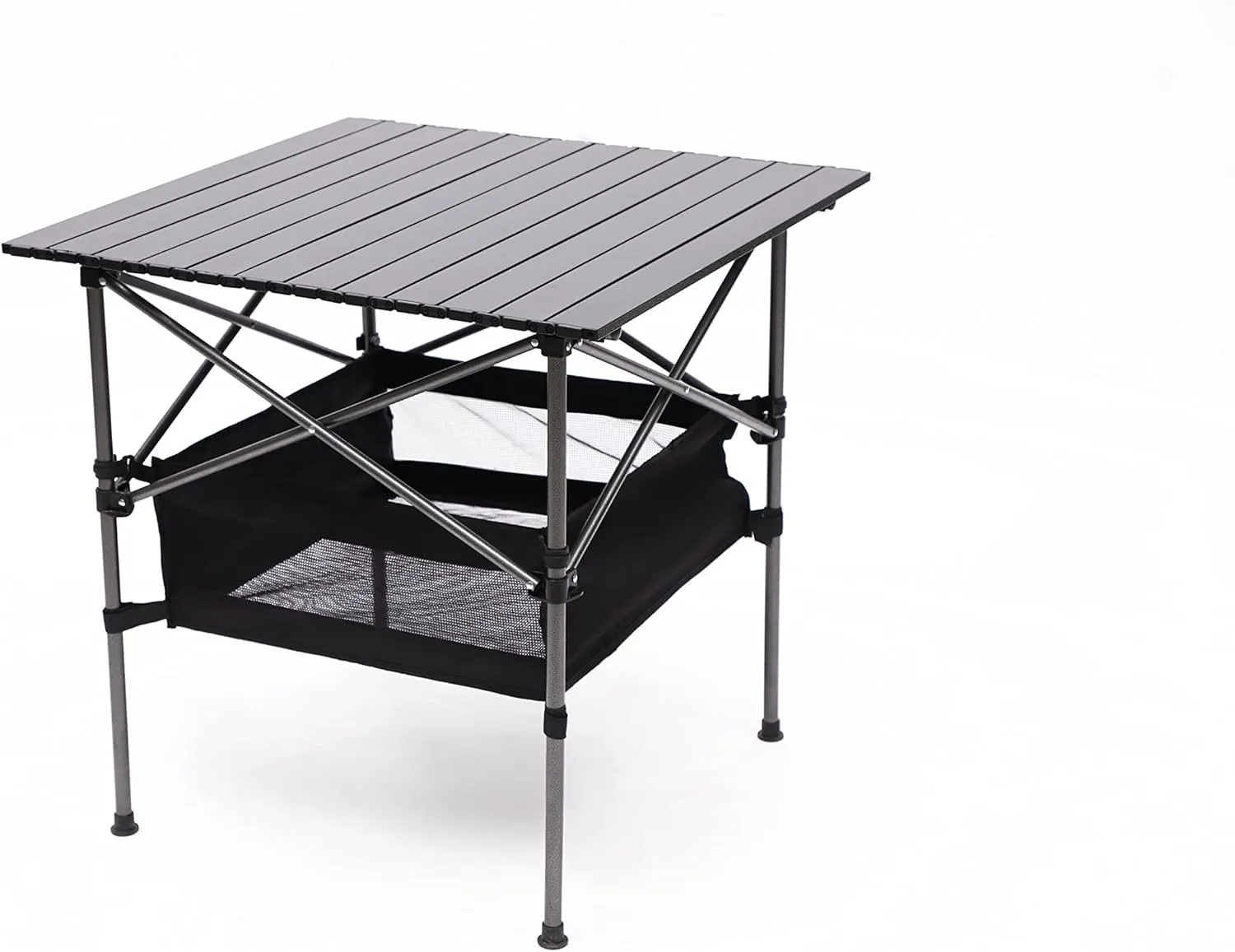 Folding Outdoor Camping Table with Carrying Bag, Lightweight Aluminum Roll-up Square Table 27.56" L*27.56" W*27.56" H Black