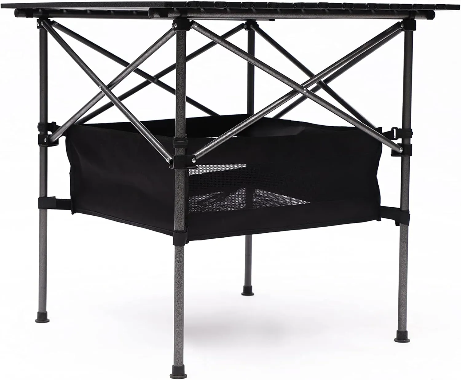Folding Outdoor Camping Table with Carrying Bag, Lightweight Aluminum Roll-up Square Table 27.56" L*27.56" W*27.56" H Black