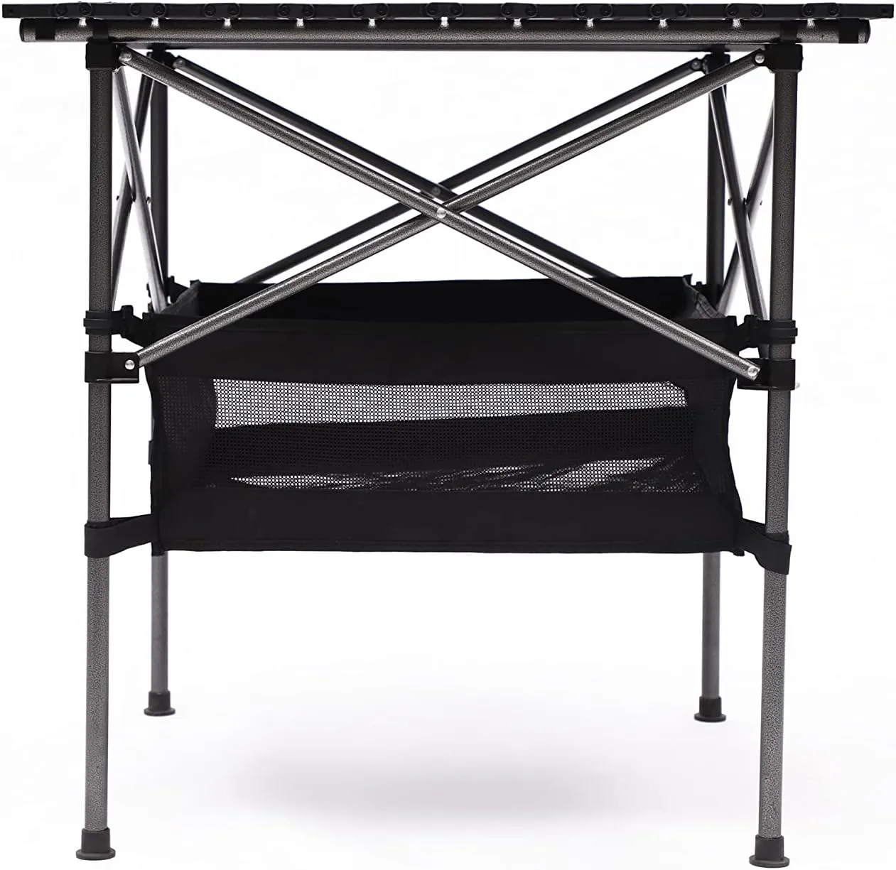 Folding Outdoor Camping Table with Carrying Bag, Lightweight Aluminum Roll-up Square Table 27.56" L*27.56" W*27.56" H Black