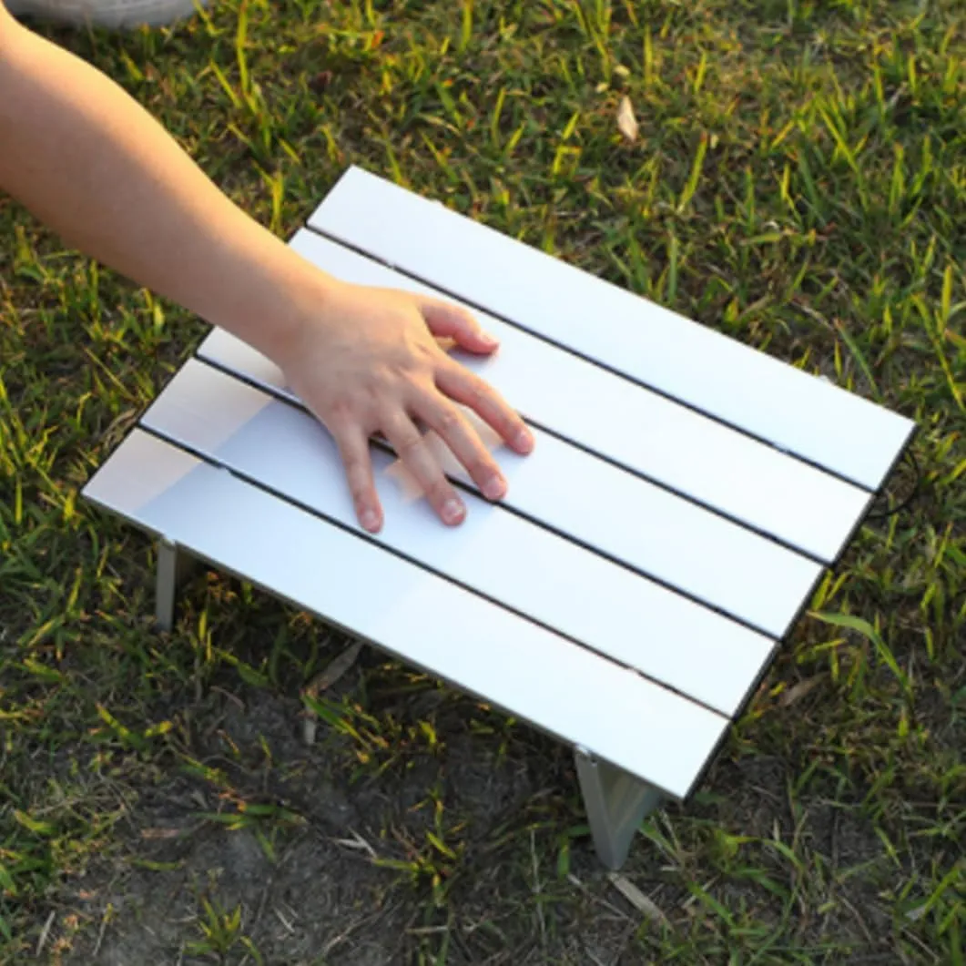 Folding Portable Camping Table Aluminium Picnic Table Travel Compact Camping Accessories Silver ~