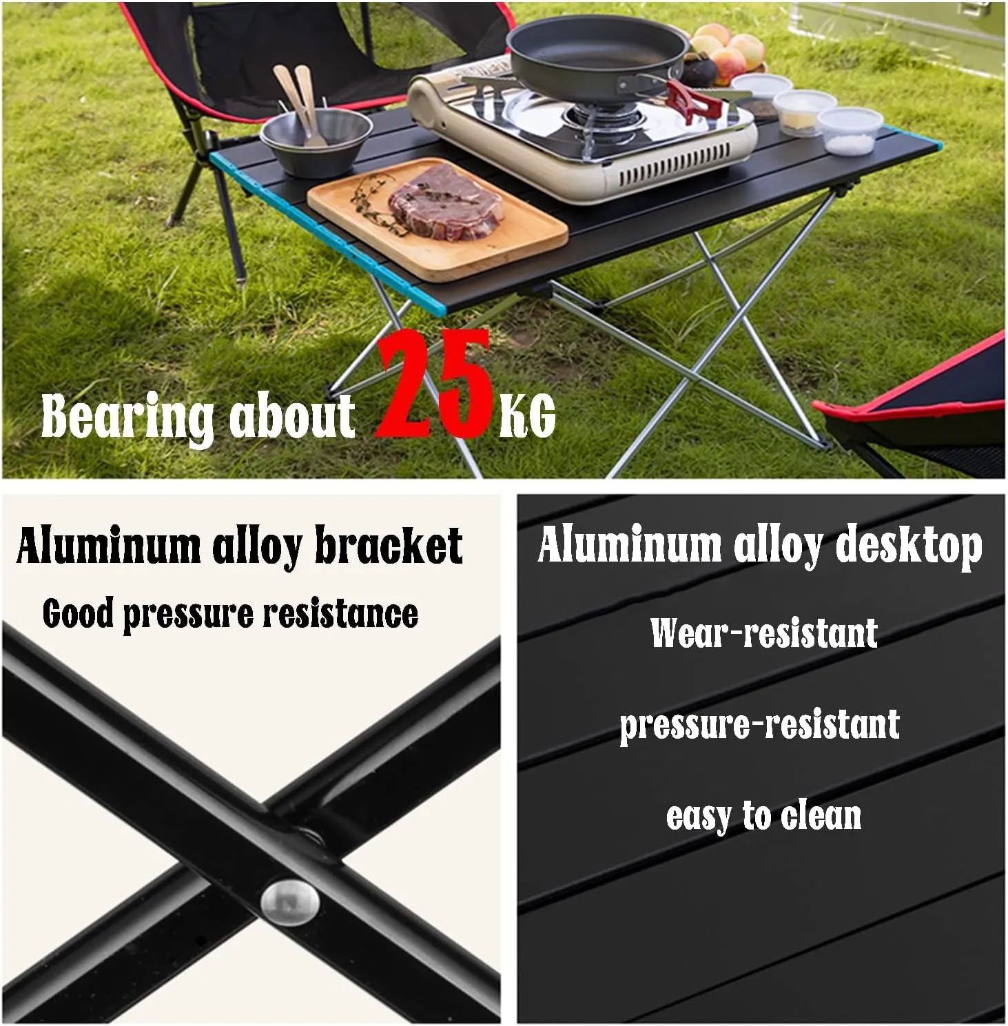 Folding Table Portable Small Camping Table Ultra Light Folding Beach Table Camping with Carrying Bag, Picnic Table Foldable Side Table Withstands Weights of Up to 55lbs,Blue,S