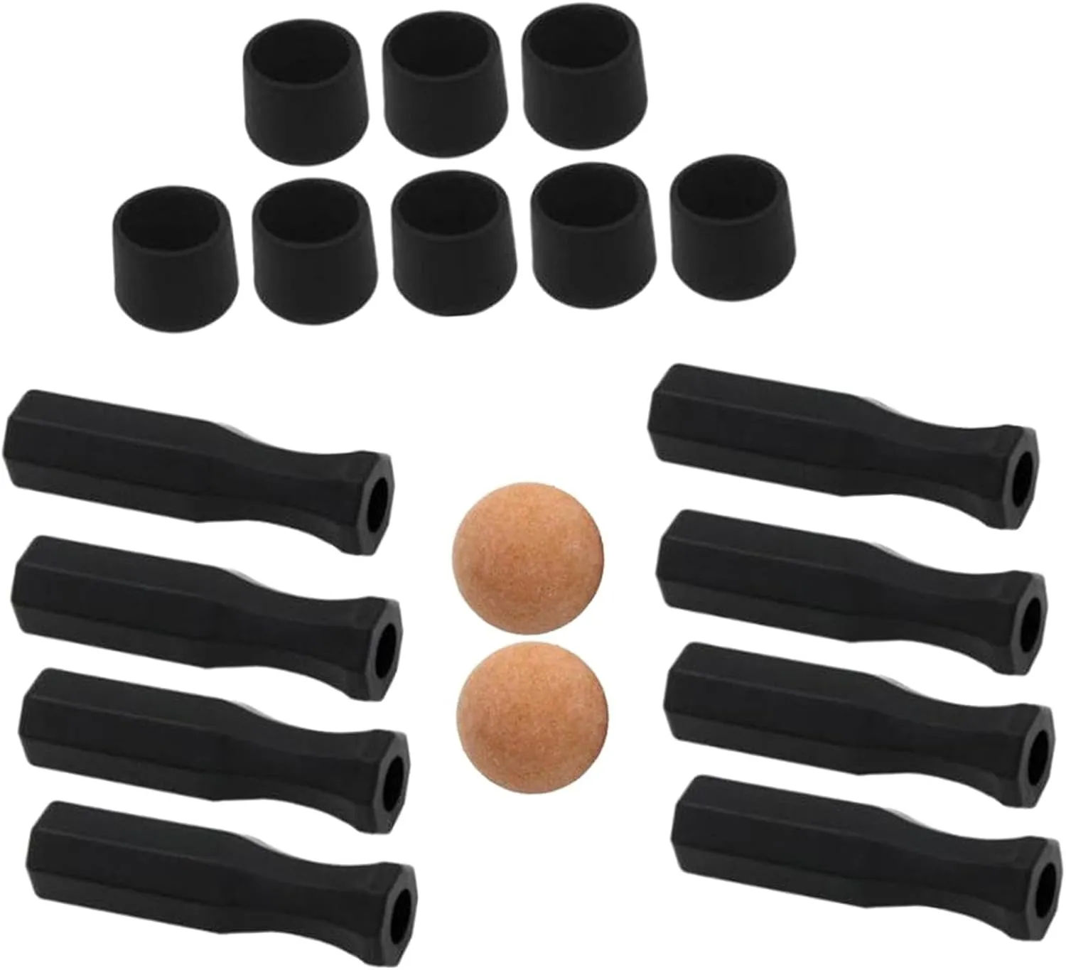 Foosball Table Handles 18Pcs Set Standard Lightweight Mini Table Football Game Replacement Rod End Caps- Orange Ball