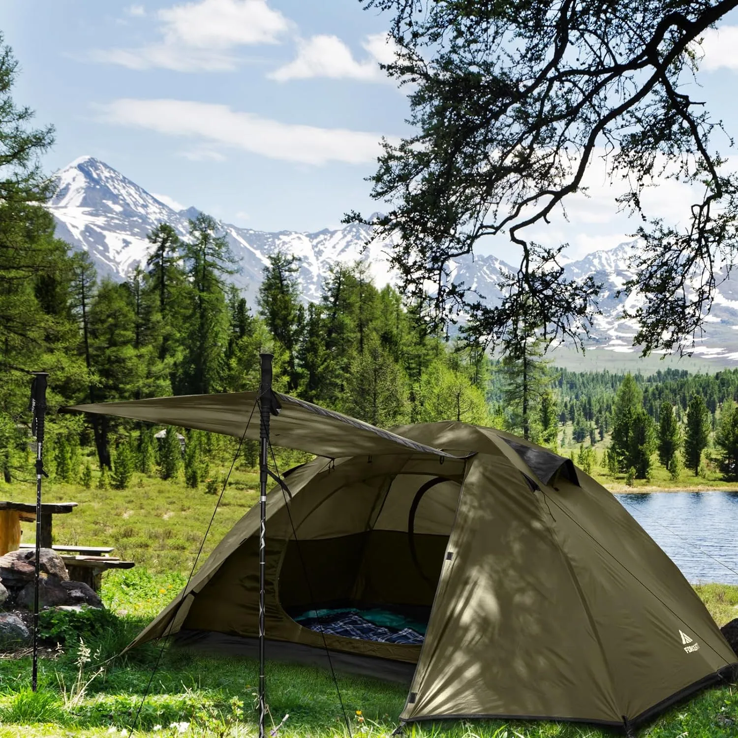 Forceatt Camping Tent 2/3/4 Person, Professional Waterproof & Windproof Lightweight Backpacking Tent Suitable for Outdoor,Hiking,Camping, Mountaineering and Travel