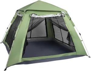Four-Person Family Tent, Camping Tent, Multi-Functional Outdoor Tent, Quick-Opening Automatic Tent, Waterproof and UV-Proof Tent, Awning, Suitable for 4~5 People Camping Picnic Outdoor Travel Tent