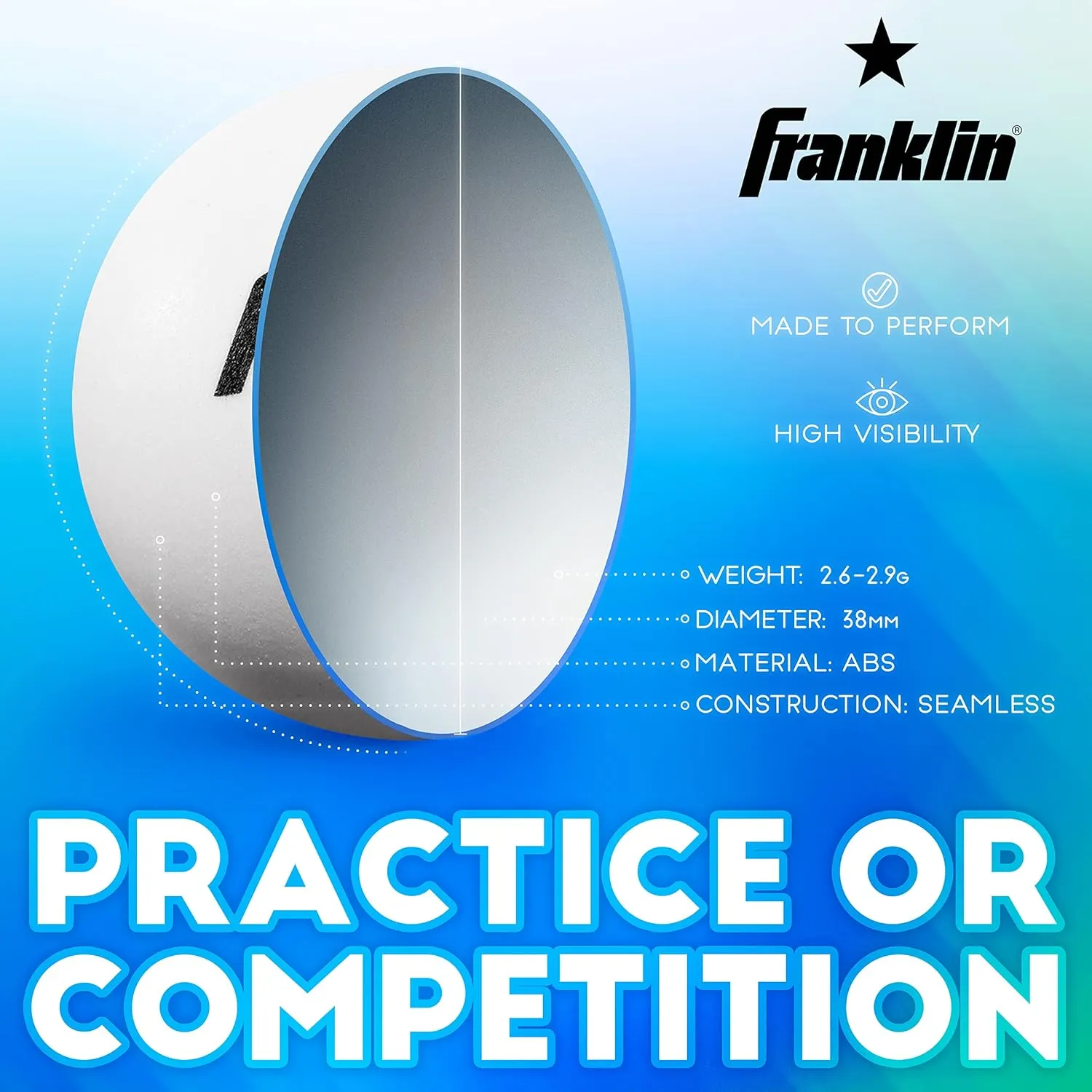 Franklin Sports Table Tennis to Go Portable Ping Pong Set - Table Top Ping Pong Net   (2) Paddles - Ping Pong Balls Included - 2 Players