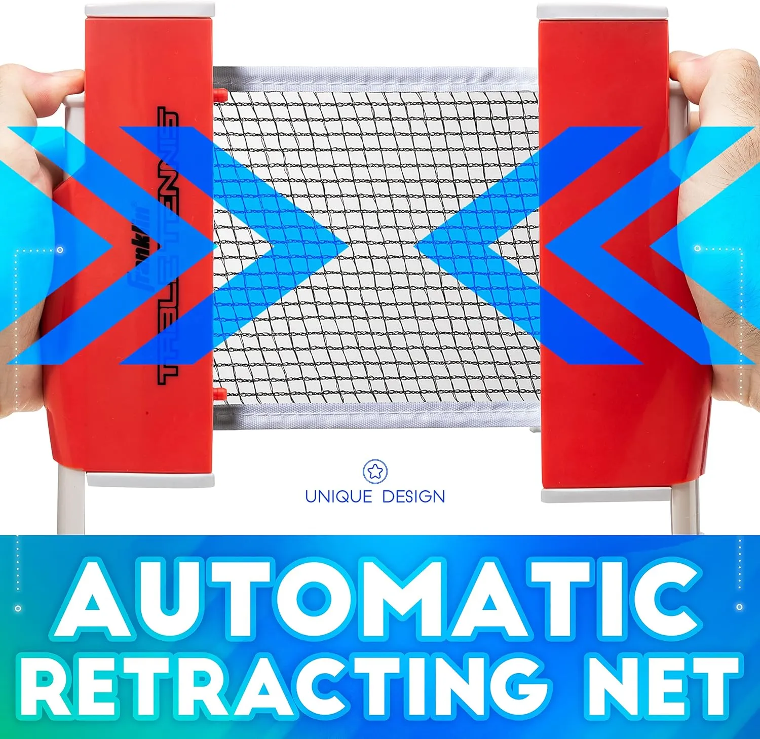 Franklin Sports Table Tennis to Go Portable Ping Pong Set - Table Top Ping Pong Net   (2) Paddles - Ping Pong Balls Included - 2 Players