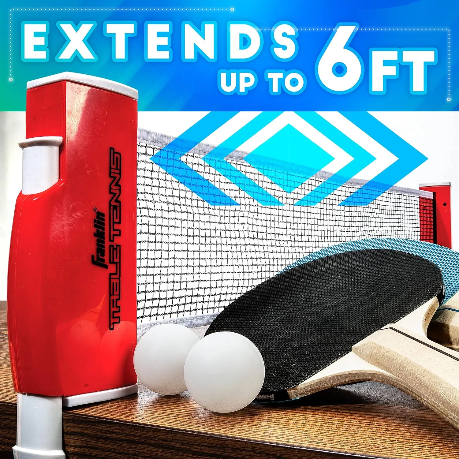 Franklin Sports Table Tennis to Go Portable Ping Pong Set - Table Top Ping Pong Net   (2) Paddles - Ping Pong Balls Included - 2 Players