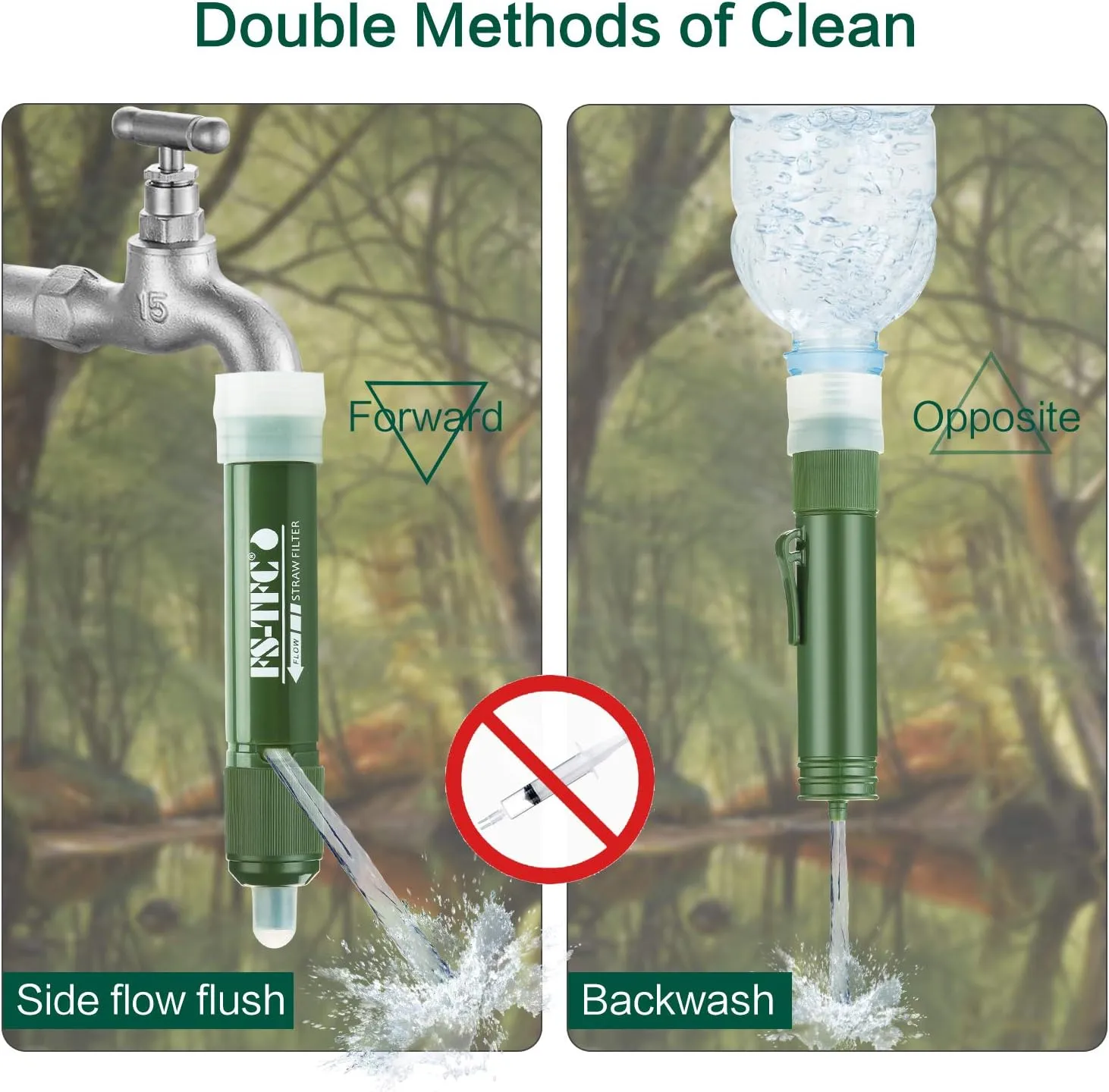 FS-TFC Personal Water Filter Straw Mini Water Purifier Survival Gear for Hiking, Camping, Travel and Emergency Preparedness