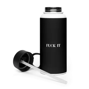 FUCK Stainless steel water bottle with a straw lid
