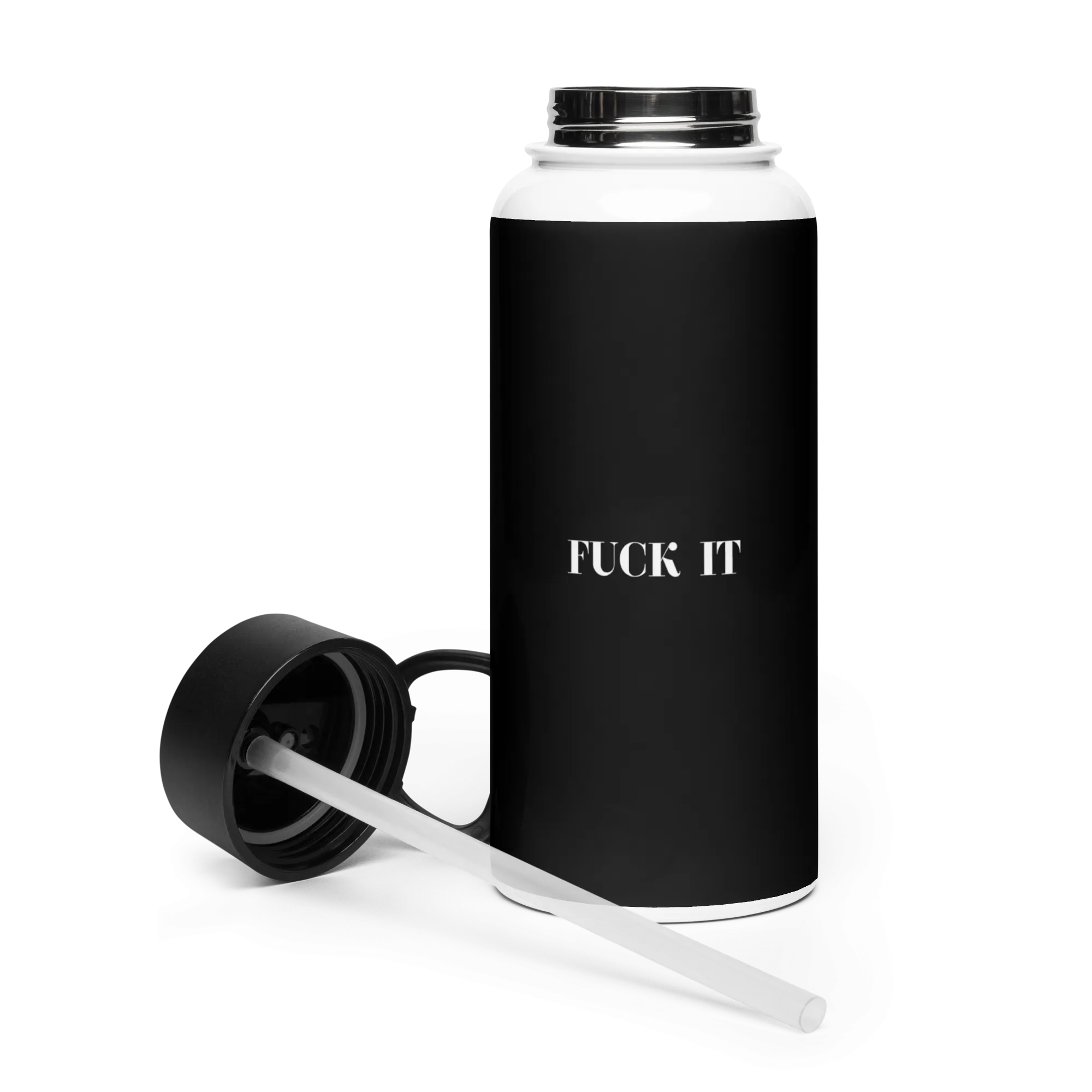 FUCK Stainless steel water bottle with a straw lid